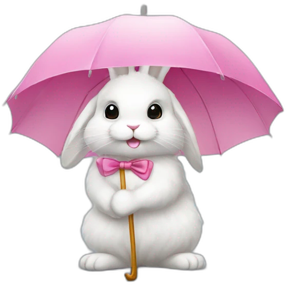 fluffy-rabbit-with-a-pink-umbrella emoji