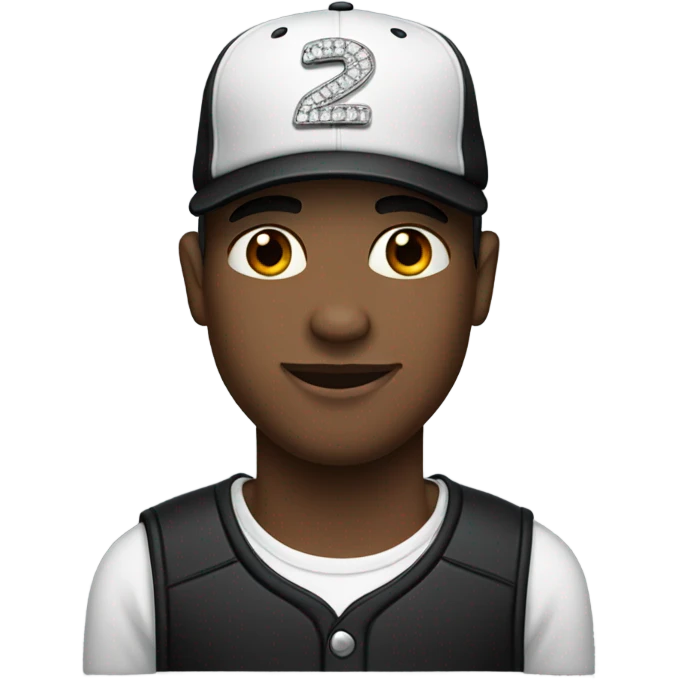 Man with black baseball cap and diamond studs.  emoji