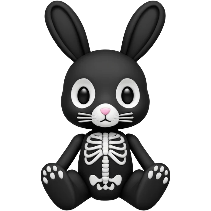 Emoji pour twitch d'une peluche lapin squelette noir qui dit bonjour emoji