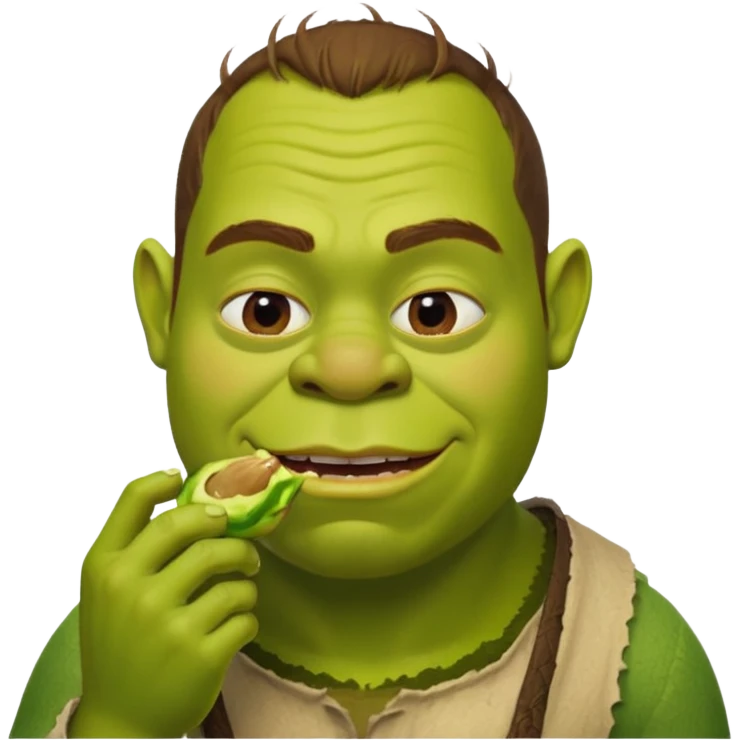 A man eating shrek emoji