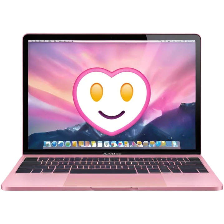 Create me a pink mabook desktop laptop screen emoji