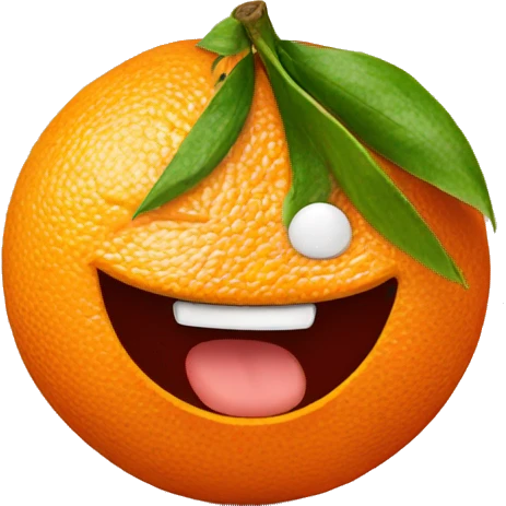 Tangerine with a happy face  emoji