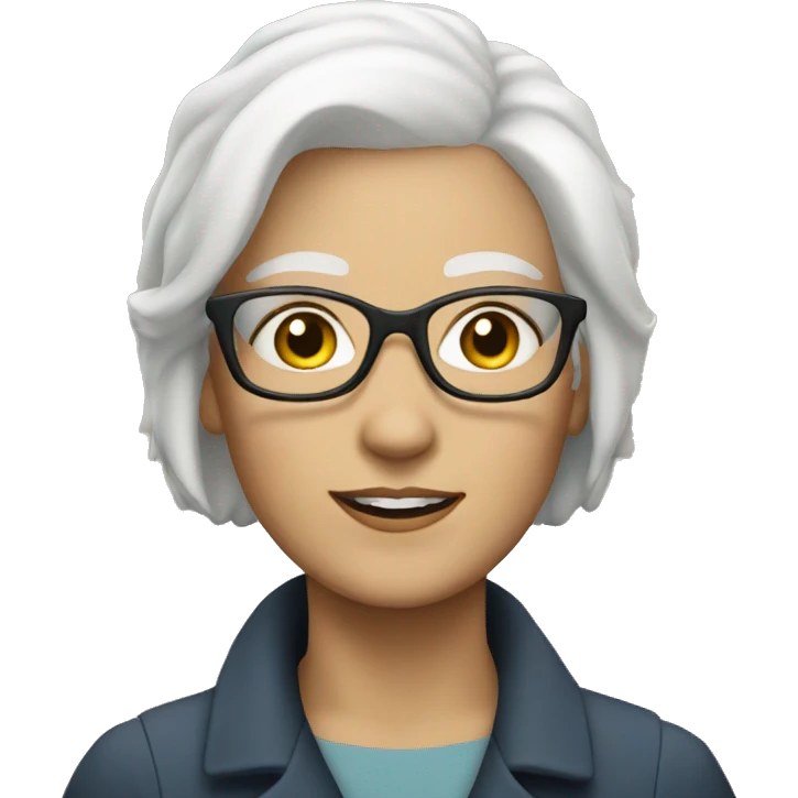 a white woman with short white hair and glasses emoji