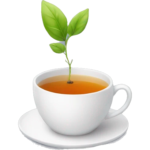 cup of tea with a small plant next to it emoji