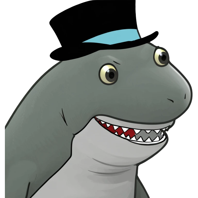 Shark with a top hat emoji