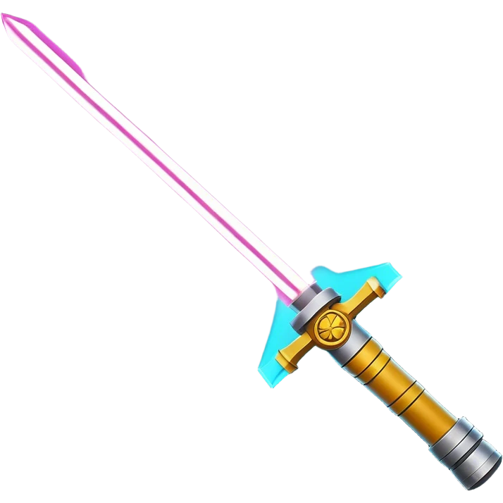 Clash of Clans aesthetic: Cinematic heroic Star Wars light sabre Emoji, rendered in a 3D vector-style similar to standard emojis with minimal shading and bold, simplified shapes. A compact, vibrant energy blade with a neon-hued, glowing edge . Stylized with a touch of interstellar elegance and a soft glowing outline, capturing the essence of a legendary energy blade with a friendly, playful manner! emoji