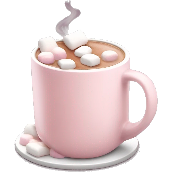 Light Pink mug of hot chocolate with marshmallows  emoji