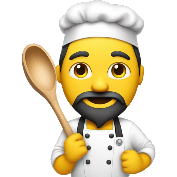 Chef, yellow skin, growing beard. with a wooden ladle in hand emoji