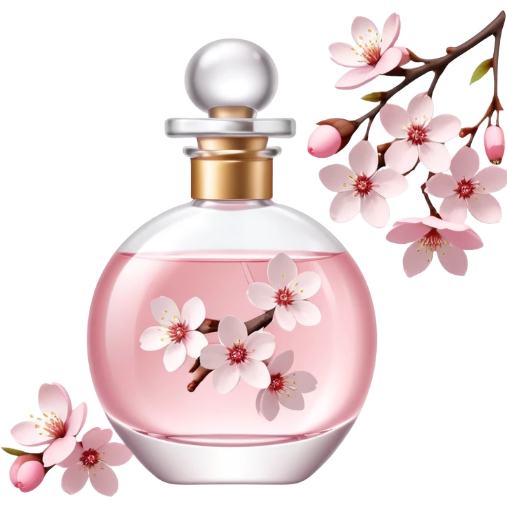 Pastel pink and white Perfume with Sakura Cherry Blossoms on the side emoji