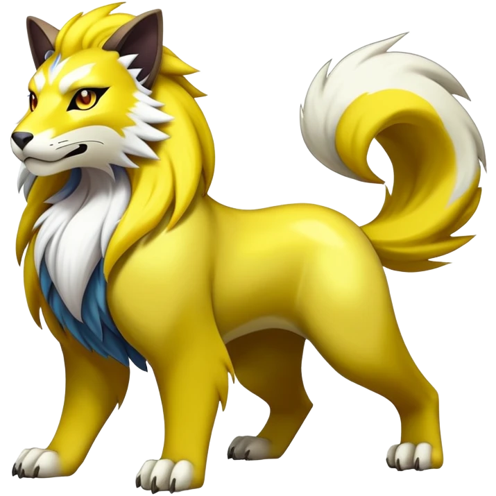 Shiny Elemental Exotic Raikou-Persian-Delcatty-Pokémon-Fakémon-hybrid-creature (full body) emoji