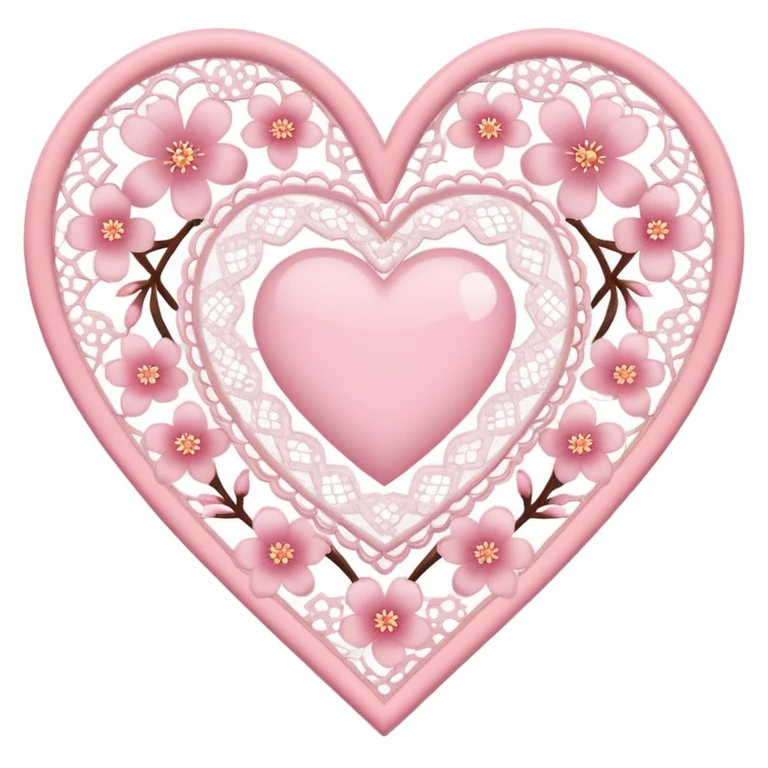 heart with sakura and lace border emoji