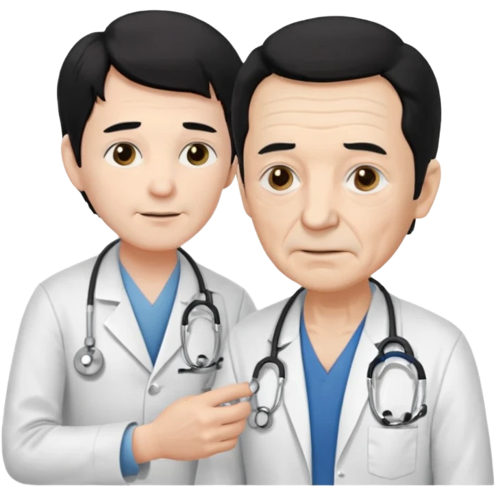 doctor black hair attending to a old man  emoji