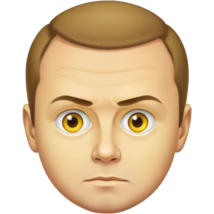 photorealistic portrait of Dmitry Medvedev as an emoji, round yellow face, very detailed and realistic, serious look emoji