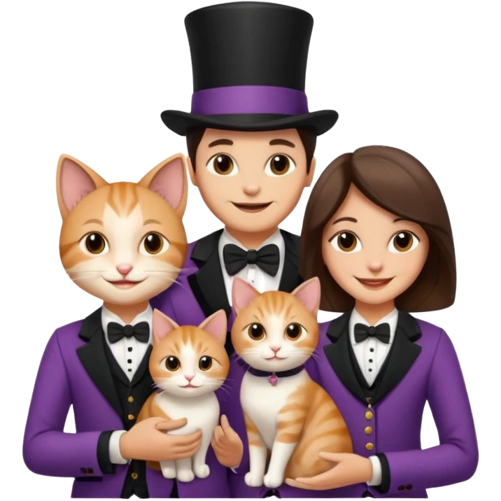 magician couple and their pet cat emoji