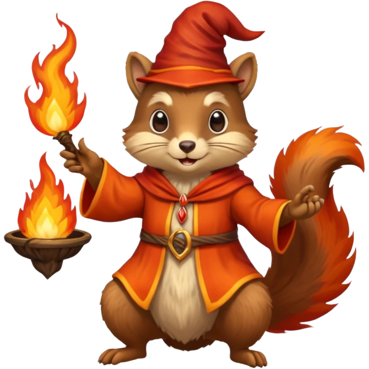 wizard squirrel summoning fire emoji