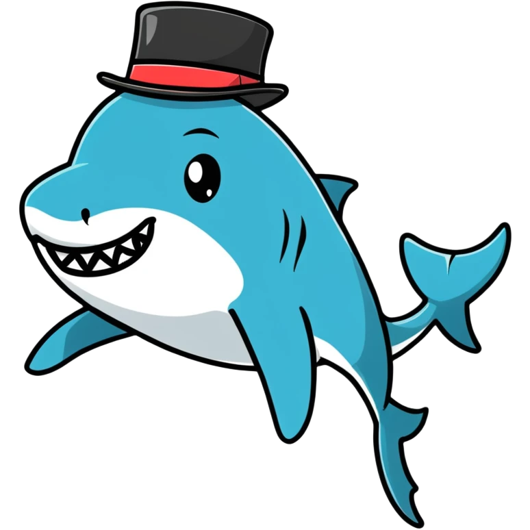 Shark with a top hat emoji