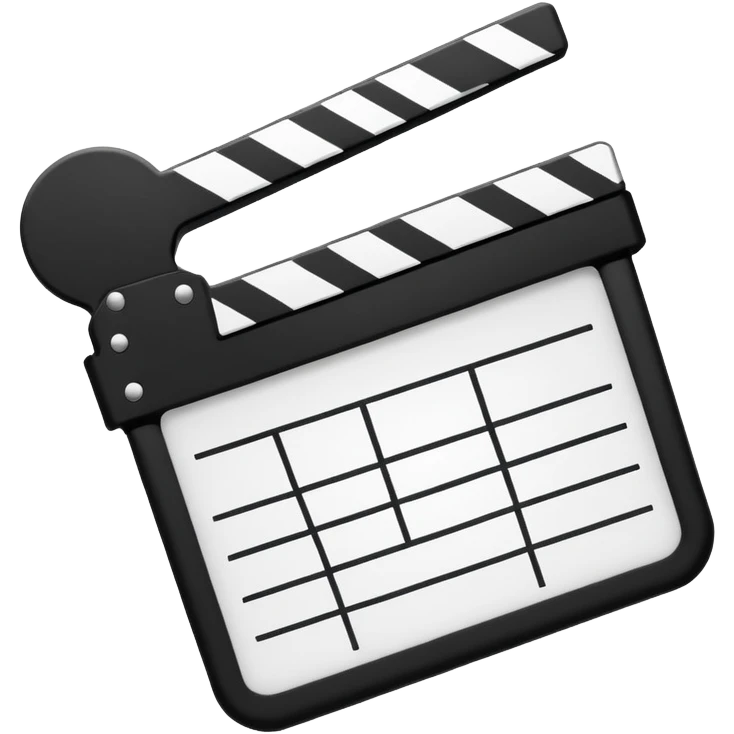 movie clapper outline only, just two rectangles with a diagonal line, no fill, black line art only emoji
