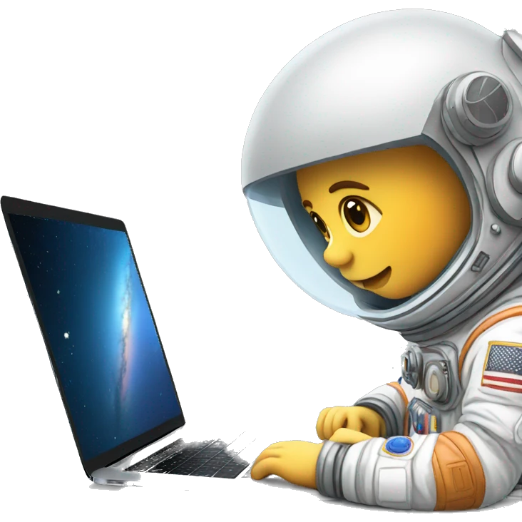 astronaut boy coding on the macbook emoji