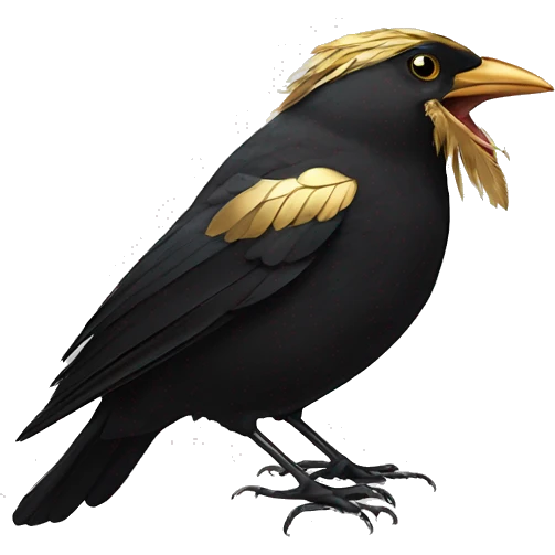 blackbird with golden feathers on the wing emoji
