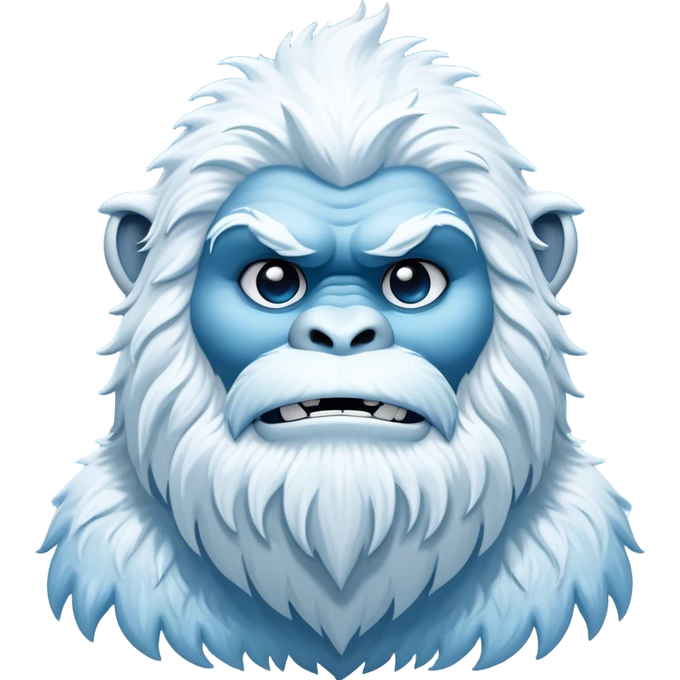 Cinematic Noble Yeti Portrait Emoji, Grand and enigmatic, with a towering, snow-dusted figure in pristine whites and cool blues, exuding ancient, mystical wisdom and stoic majesty, simplified yet exquisitely detailed with frosty textures, glowing with a gentle, icy outline that captures the awe-inspiring presence of a guardian of the frozen wilds! emoji