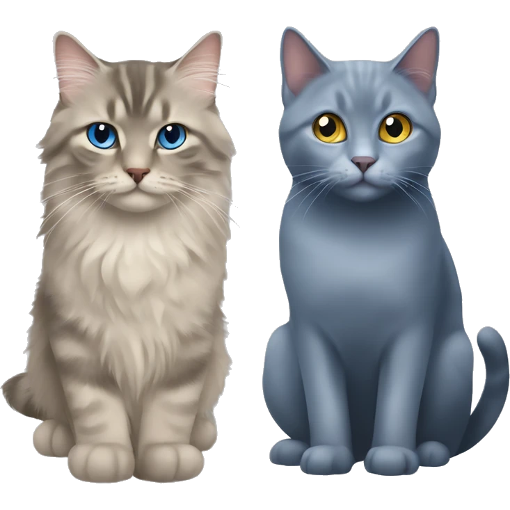playing siberian cat & russian blue cat emoji