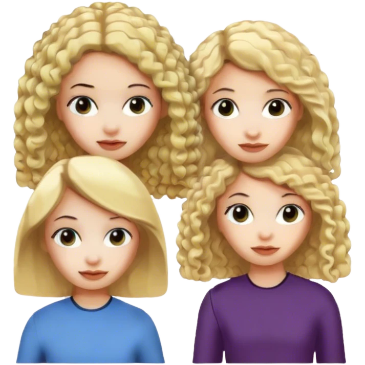 Two blonde girls and one black curly hair, all ugly emoji