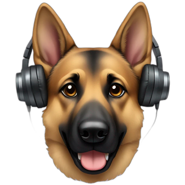 german shepherd black ears with headphones emoji