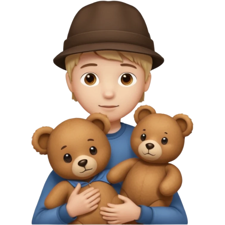 boy wearing hat with teddy bear  emoji