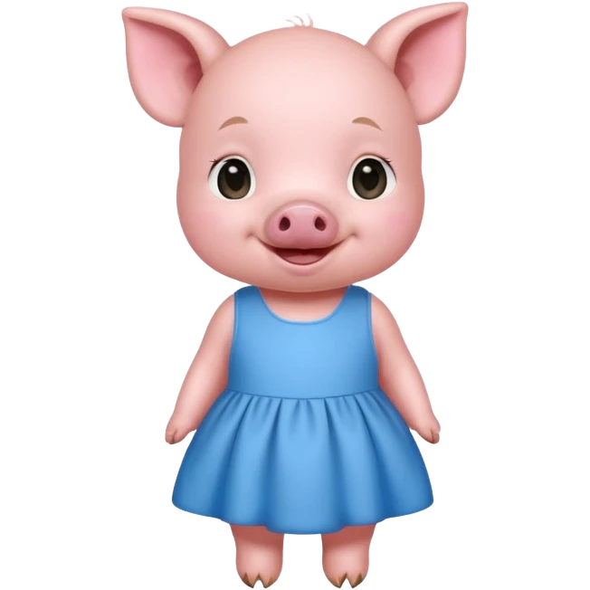 a baby pig wear blue dress emoji