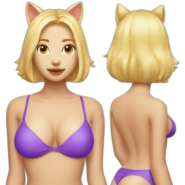 hot catgirl blonde swim suit emoji