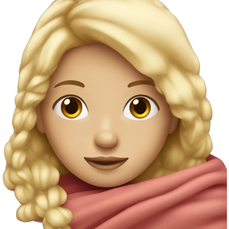 blonde girl with a blanket around her emoji