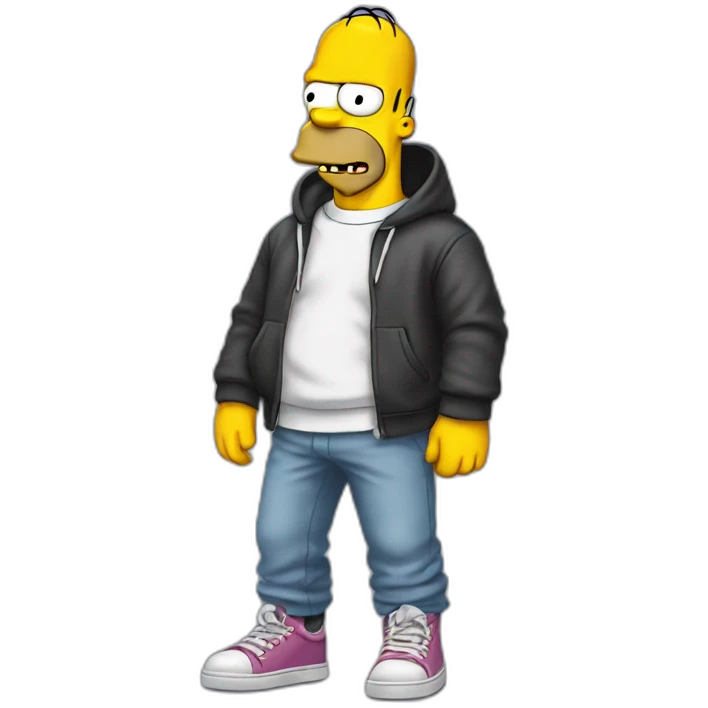 Homer Simpson wearing a hoodie and shoes  emoji
