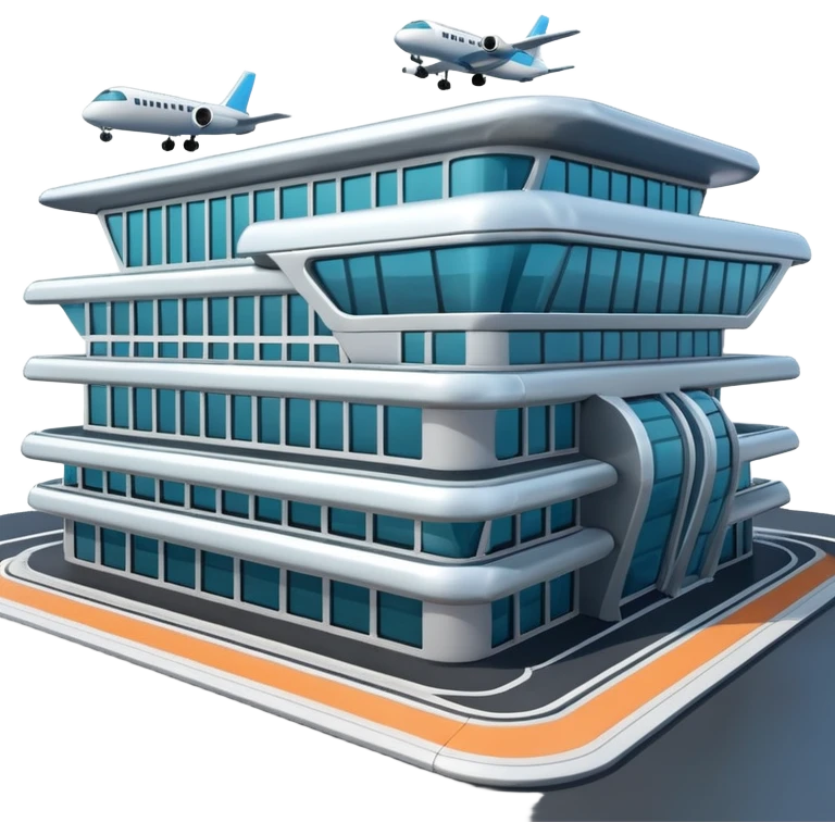 3d terminal building, planes emoji