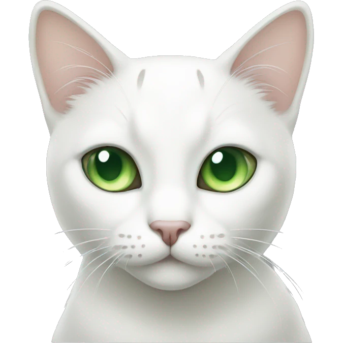white cat with gray spots and green eyes emoji