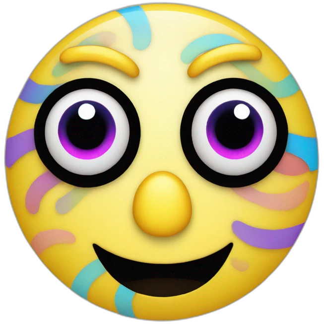Basic yellow face with colorful spiral eyes emoji