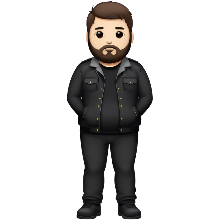 fat emo man with dark brown hair beard emo outfit standing  emoji