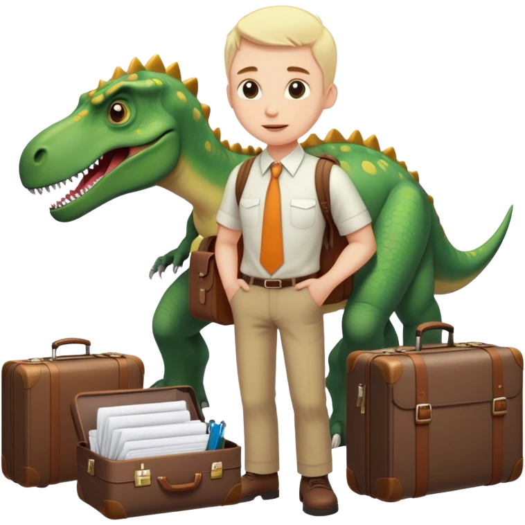 office Dinosaur, a huge luggage full of papers emoji