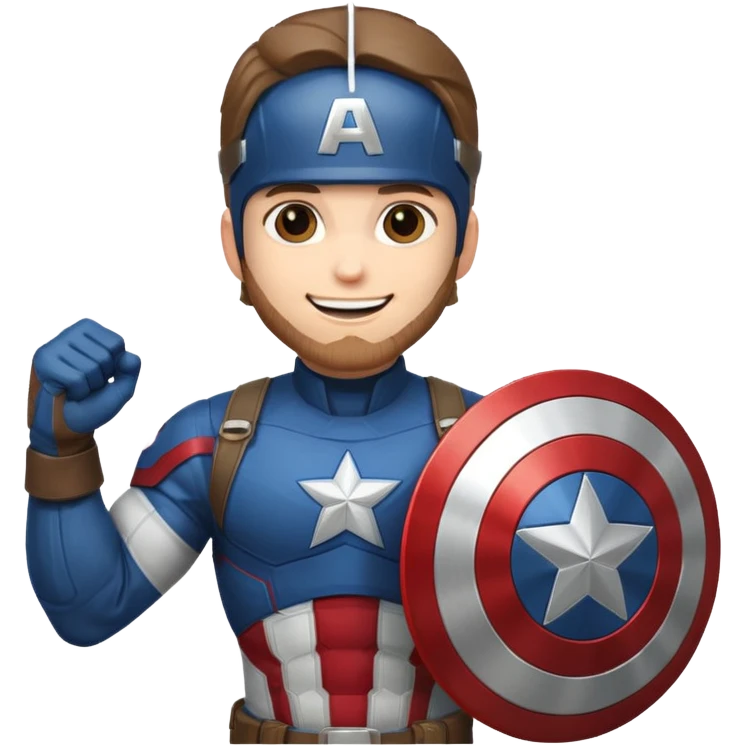 Captain America holding shield up, smiling emoji