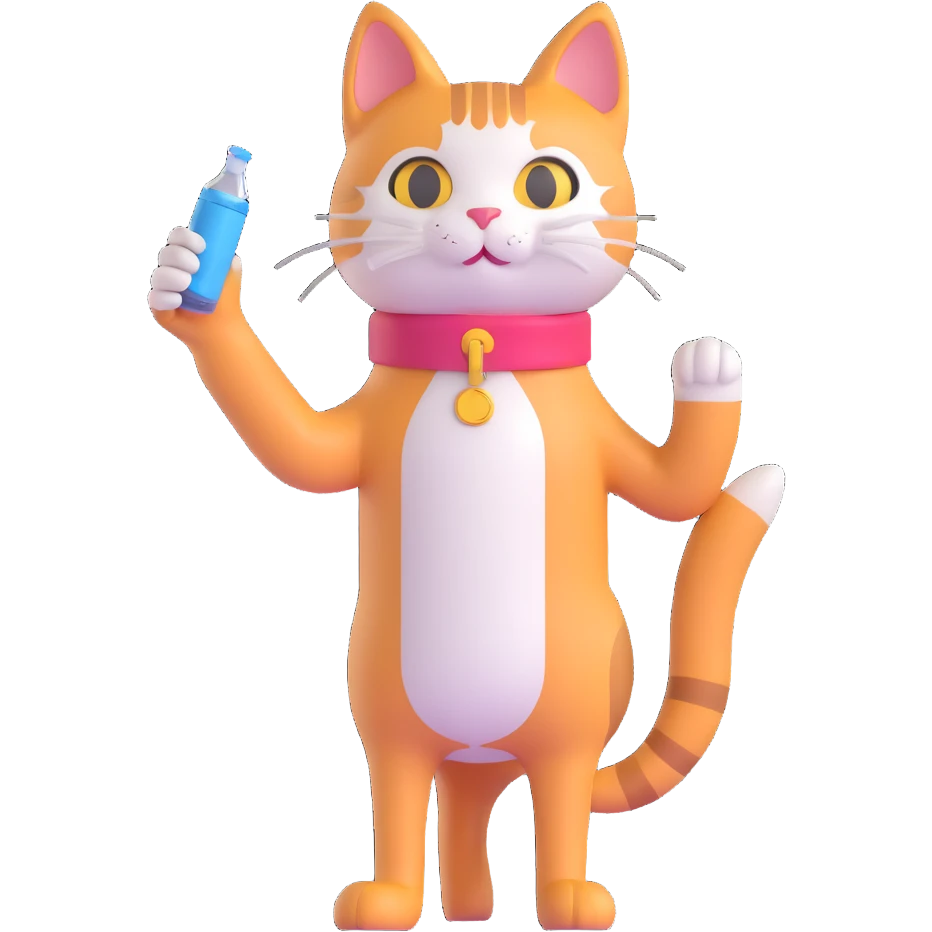 a cat in boots standing on its hind legs and holding a Viagra pill in its front paws emoji