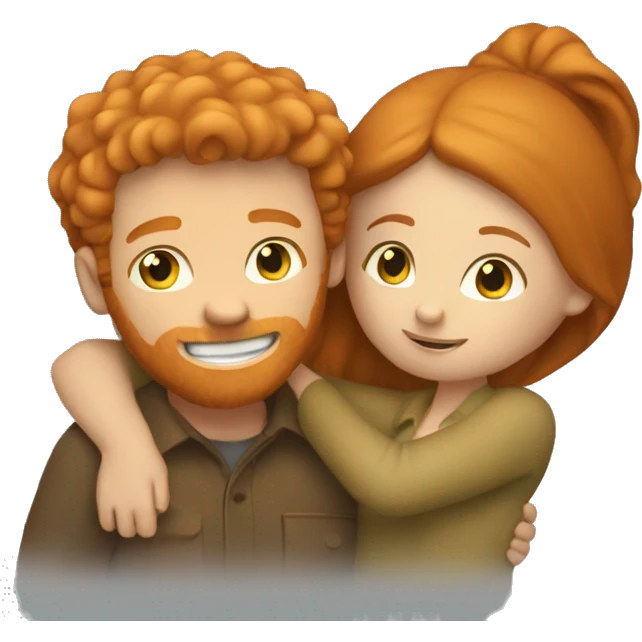 Ginger man and brunette girl hugging emoji