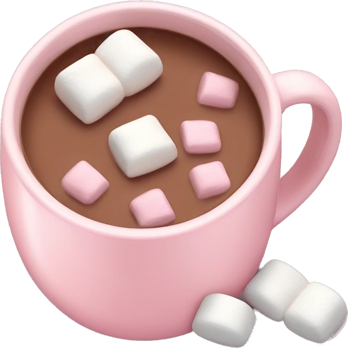 Light Pink mug of hot chocolate with marshmallows  emoji