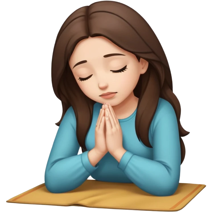 Brunette haired woman praying with her head on the floor emoji