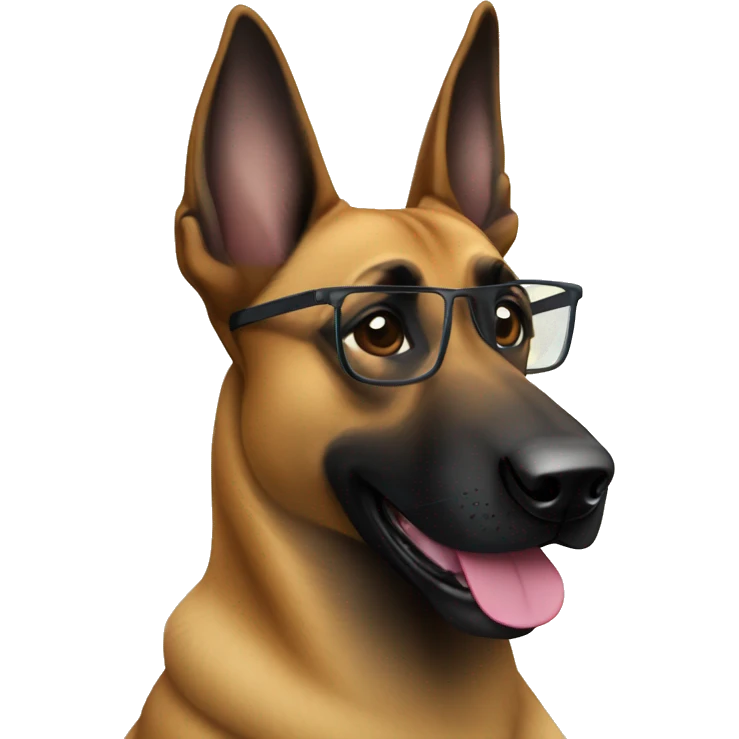 malinois with glasses emoji