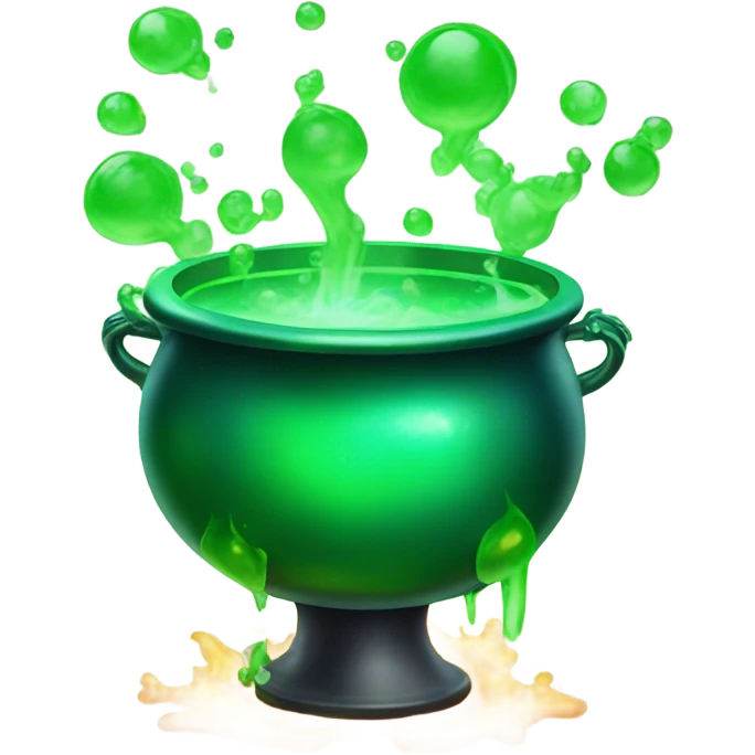green magic cauldron with potion emoji