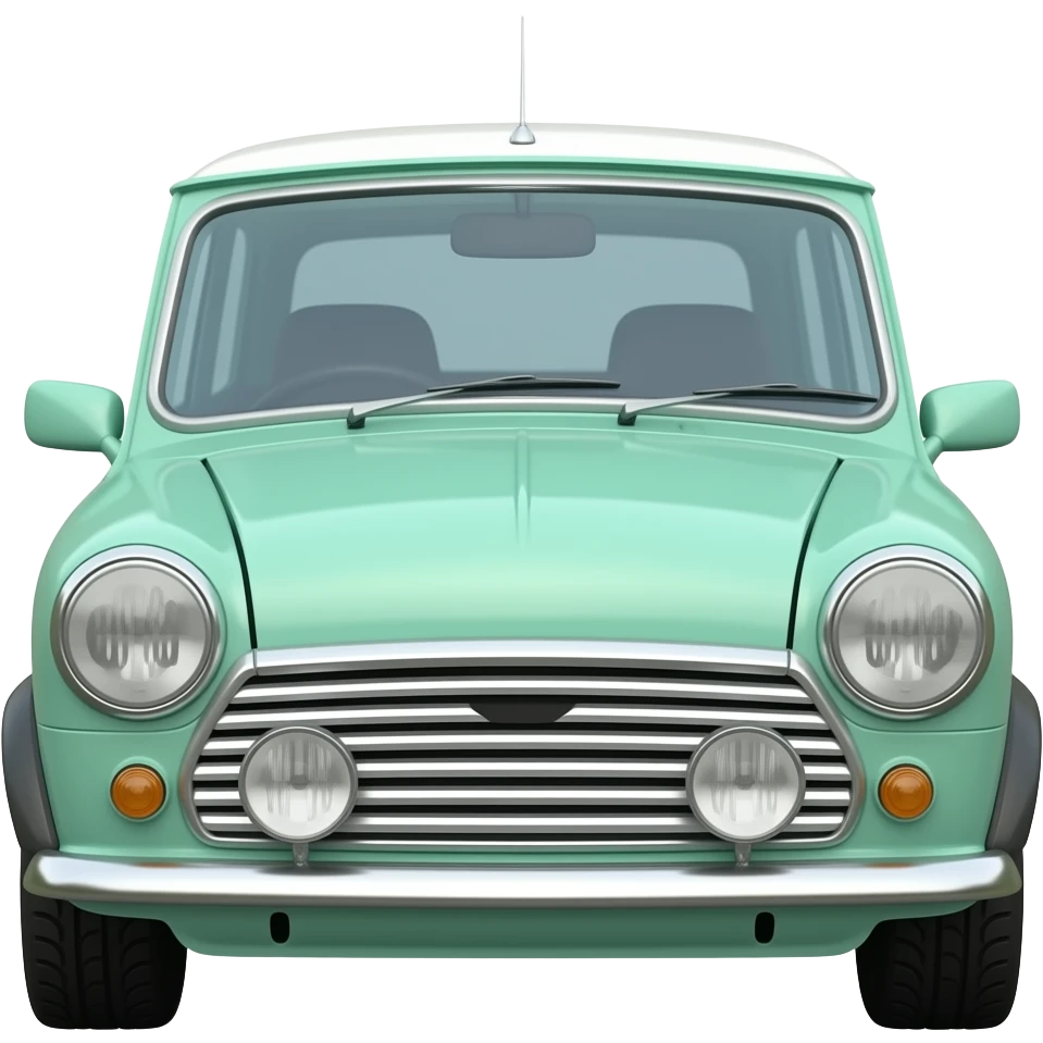 Mint green minicar with white roof emoji