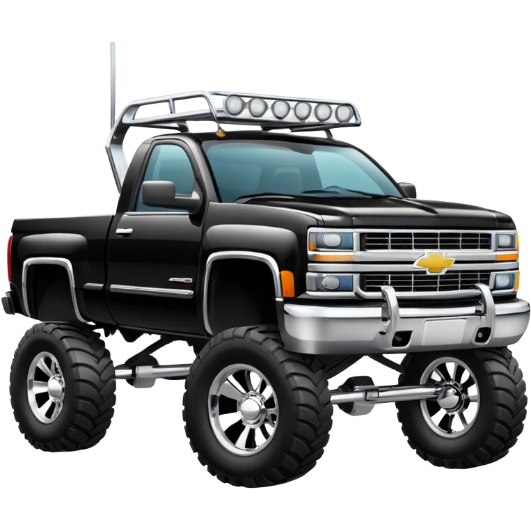 Chevy truck, lifted, shiny chrome details emoji