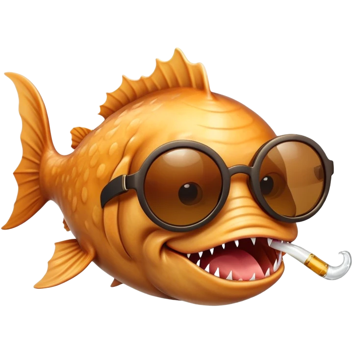 Anglerfish with sunglasses drinking beer emoji