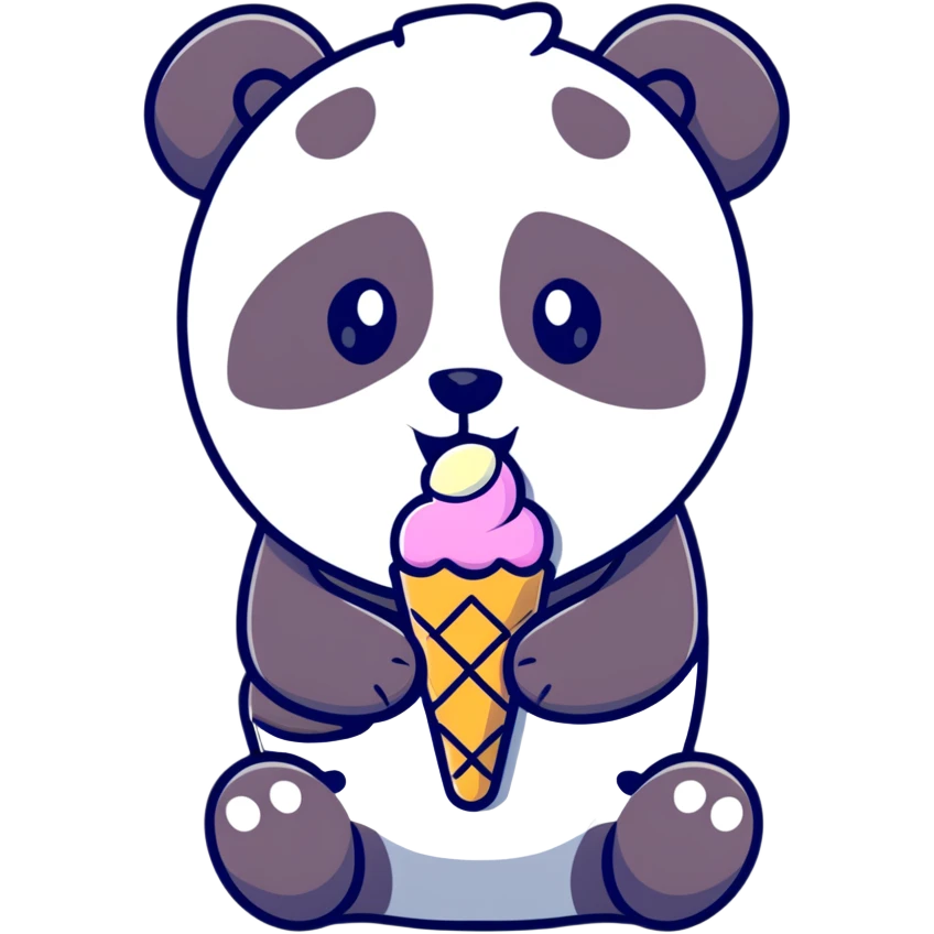Panda eating ice cream emoji