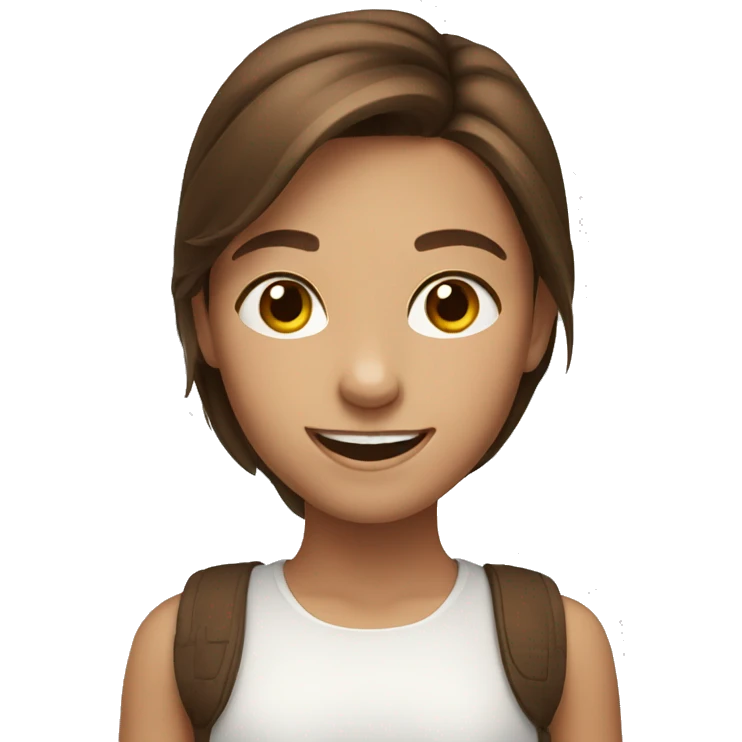 smiling girl with brown hair  emoji