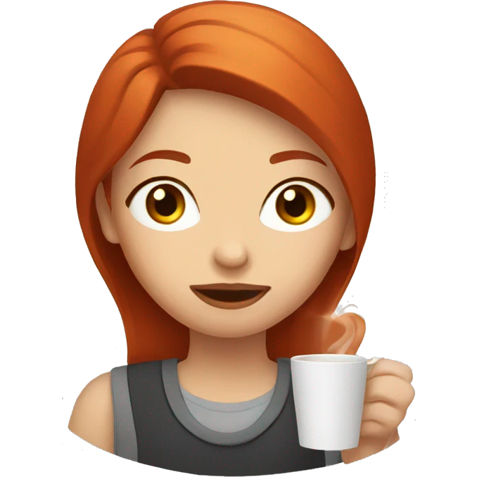 Red hair girl drinking coffee  emoji